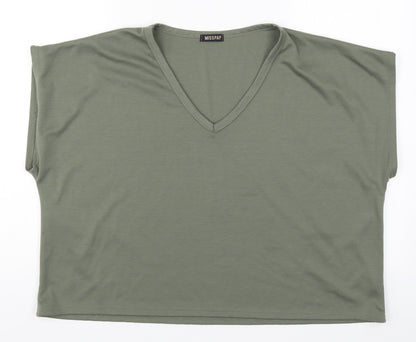 Womens UK Size L Misspap Green Basic T-Shirt
