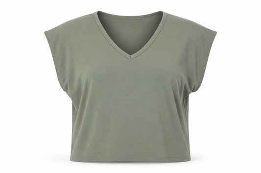 Womens UK Size L Misspap Green Basic T-Shirt