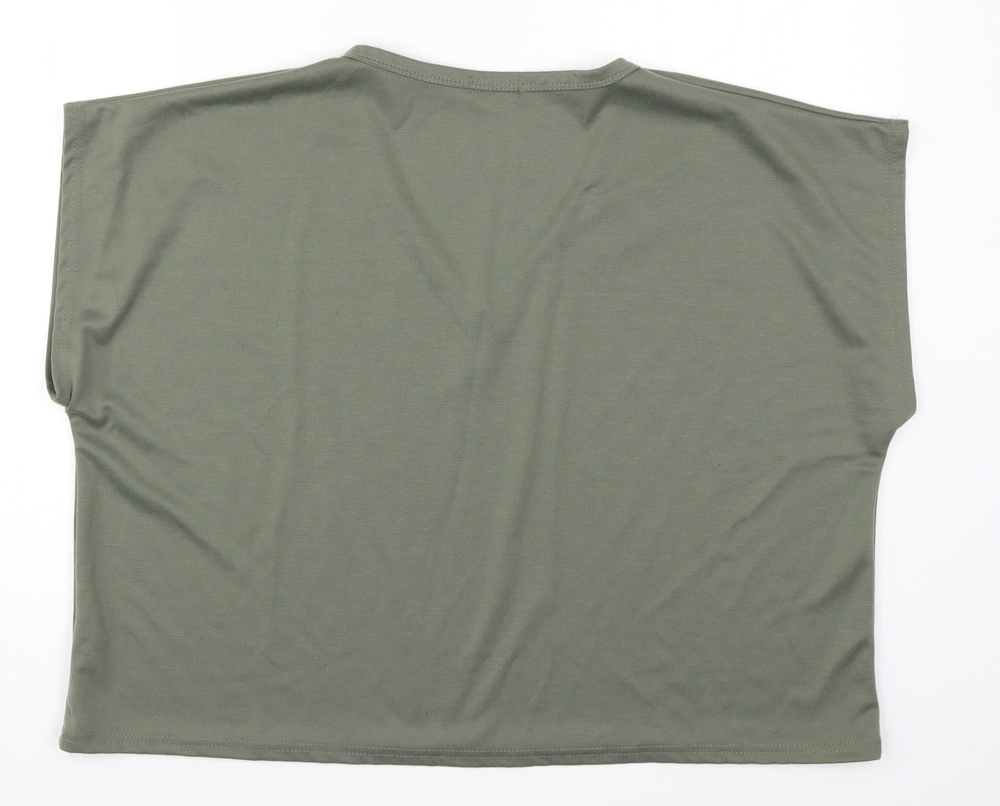 Womens UK Size L Misspap Green Basic T-Shirt