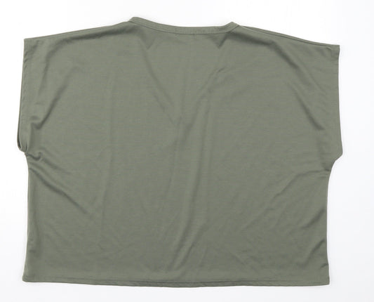 Womens UK Size L Misspap Green Basic T-Shirt