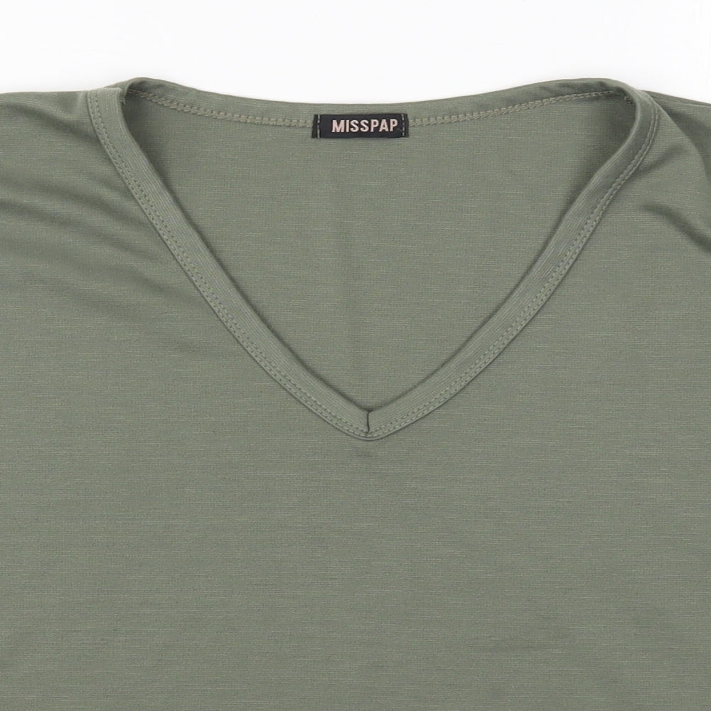 Womens UK Size L Misspap Green Basic T-Shirt