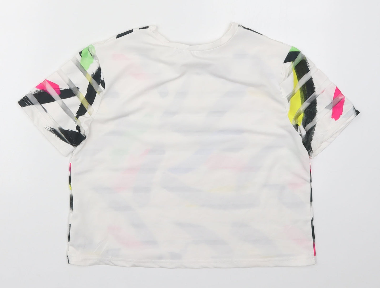 Atmosphere Womens White Geometric  Basic T-Shirt Size 6  - Abstract