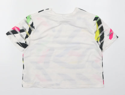 Atmosphere Womens White Geometric  Basic T-Shirt Size 6  - Abstract