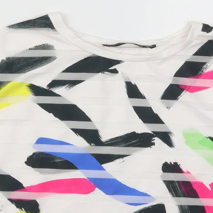 Atmosphere Womens White Geometric  Basic T-Shirt Size 6  - Abstract