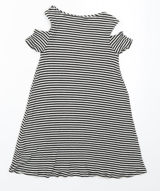 F&F Girls Black Striped  A-Line  Size 8-9 Years