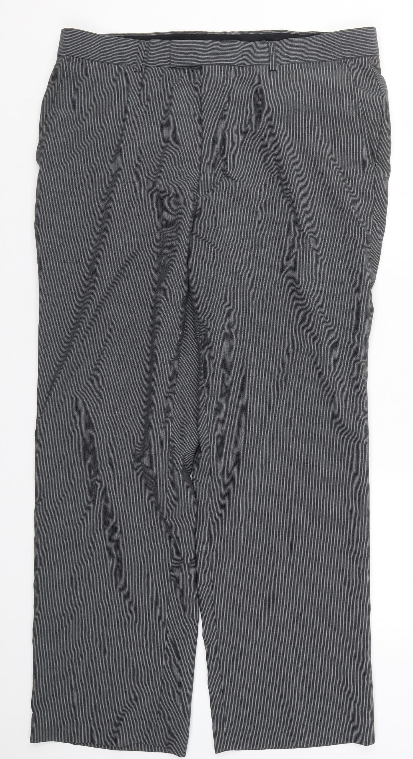 Burton Mens Grey Striped  Trousers  Size 38 L30 in