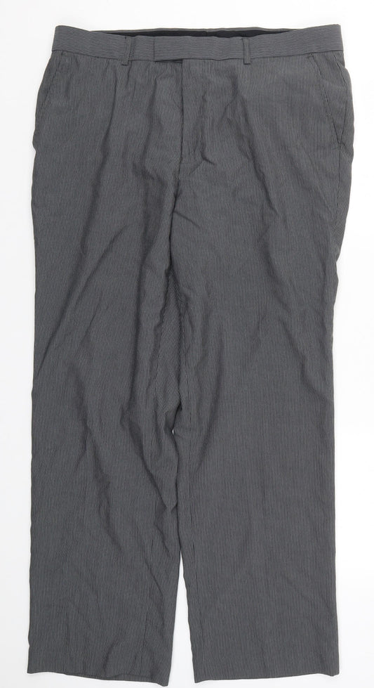 Burton Mens Grey Striped  Trousers  Size 38 L30 in