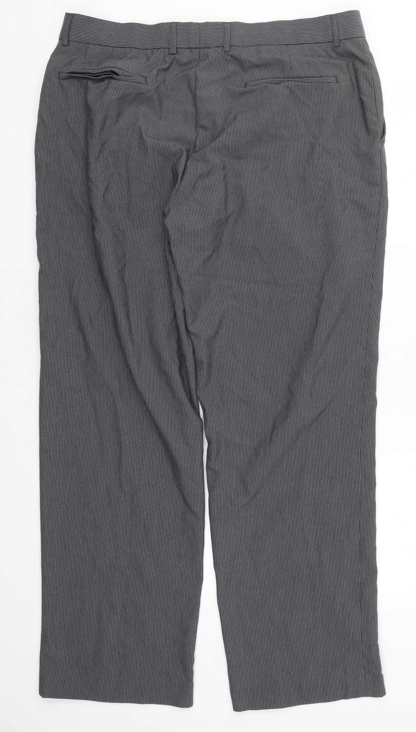 Burton Mens Grey Striped  Trousers  Size 38 L30 in