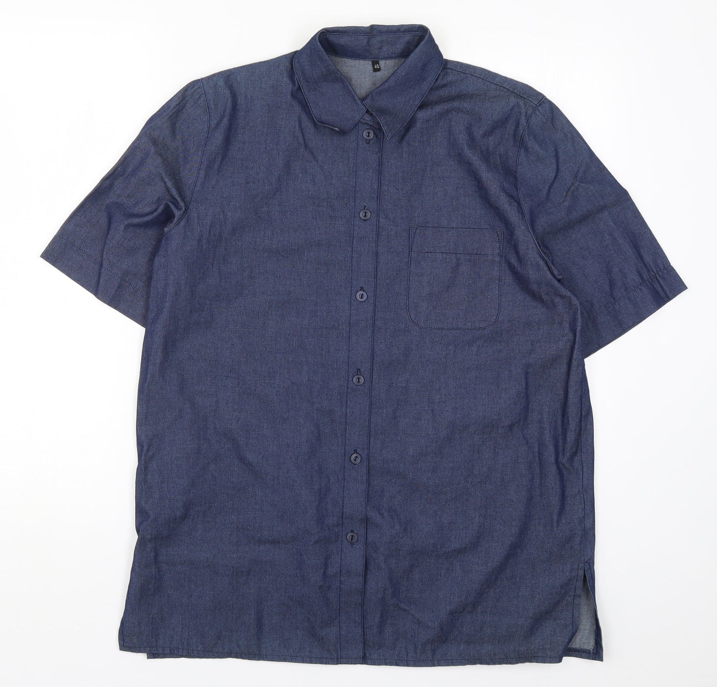 Womens UK Size 12 Preworn Blue Basic Button-Up