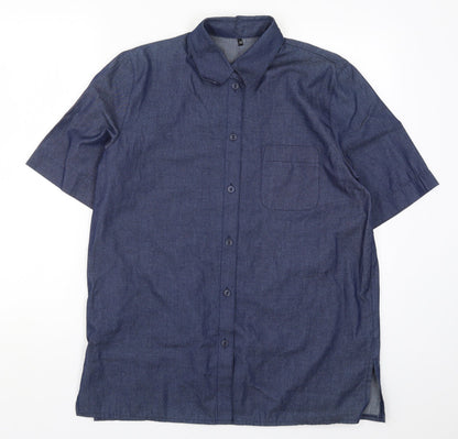 Womens UK Size 12 Preworn Blue Basic Button-Up