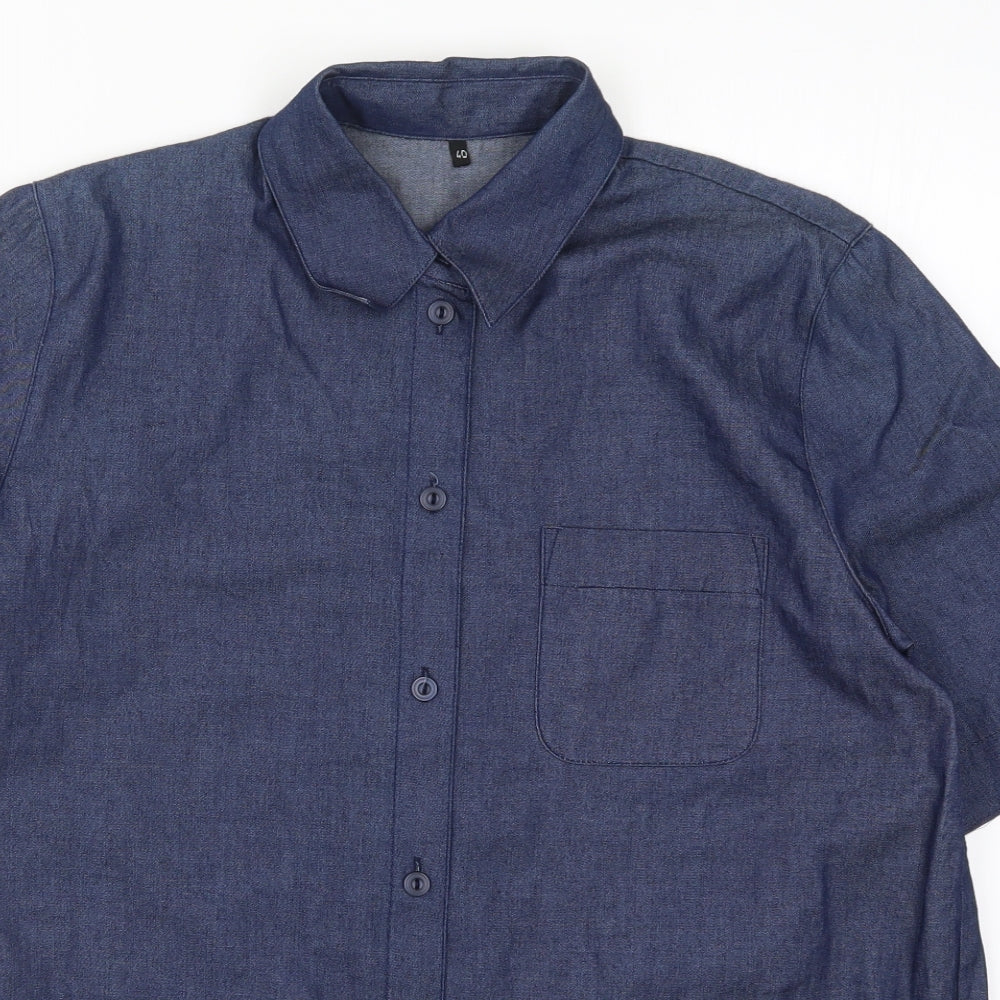 Womens UK Size 12 Preworn Blue Basic Button-Up