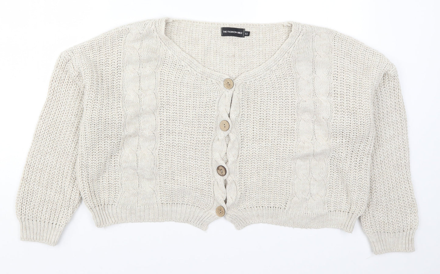 The Fashion Bible Womens Beige  Knit Cardigan Jumper One Size