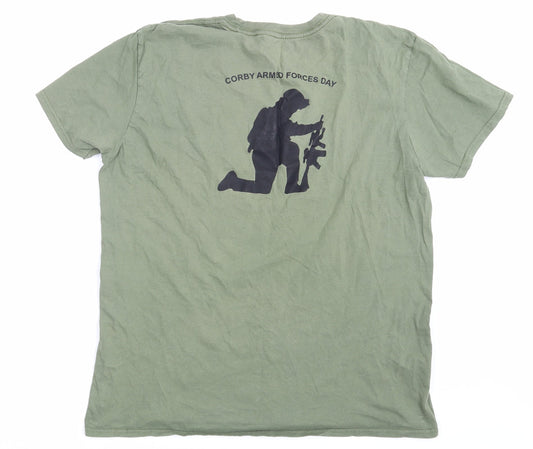 Preworn Mens Green    T-Shirt One Size  - Corby Armed Forces Day