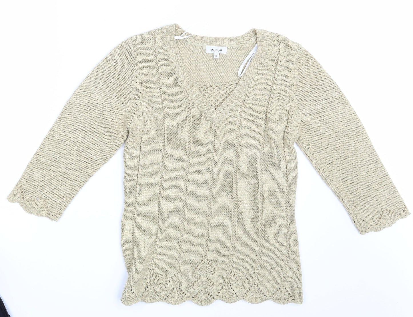 Womens UK Size 10 Papaya Beige Pullover Jumper