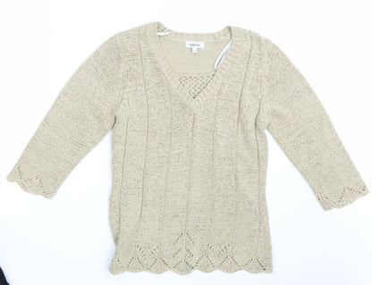 Womens UK Size 10 Papaya Beige Pullover Jumper