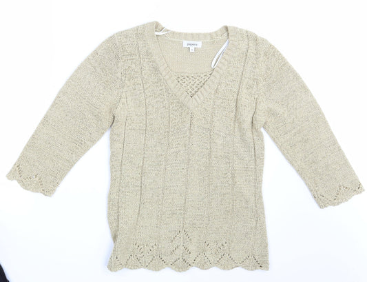Womens UK Size 10 Papaya Beige Pullover Jumper