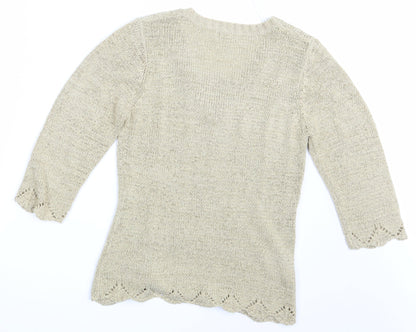 Womens UK Size 10 Papaya Beige Pullover Jumper