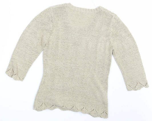 Womens UK Size 10 Papaya Beige Pullover Jumper