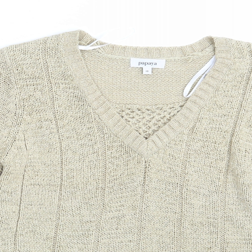 Womens UK Size 10 Papaya Beige Pullover Jumper