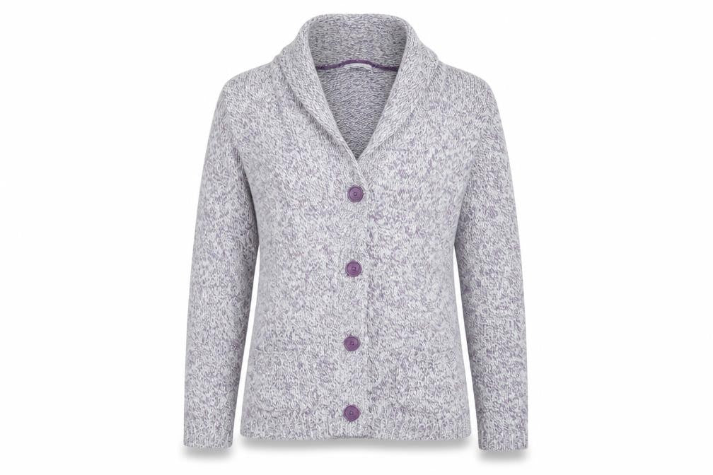 Womens UK Size 10 Damart Purple Cardigan Jumper
