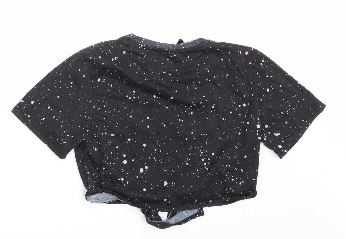Closure Girls Black Spotted  Basic T-Shirt Size 12-13 Years