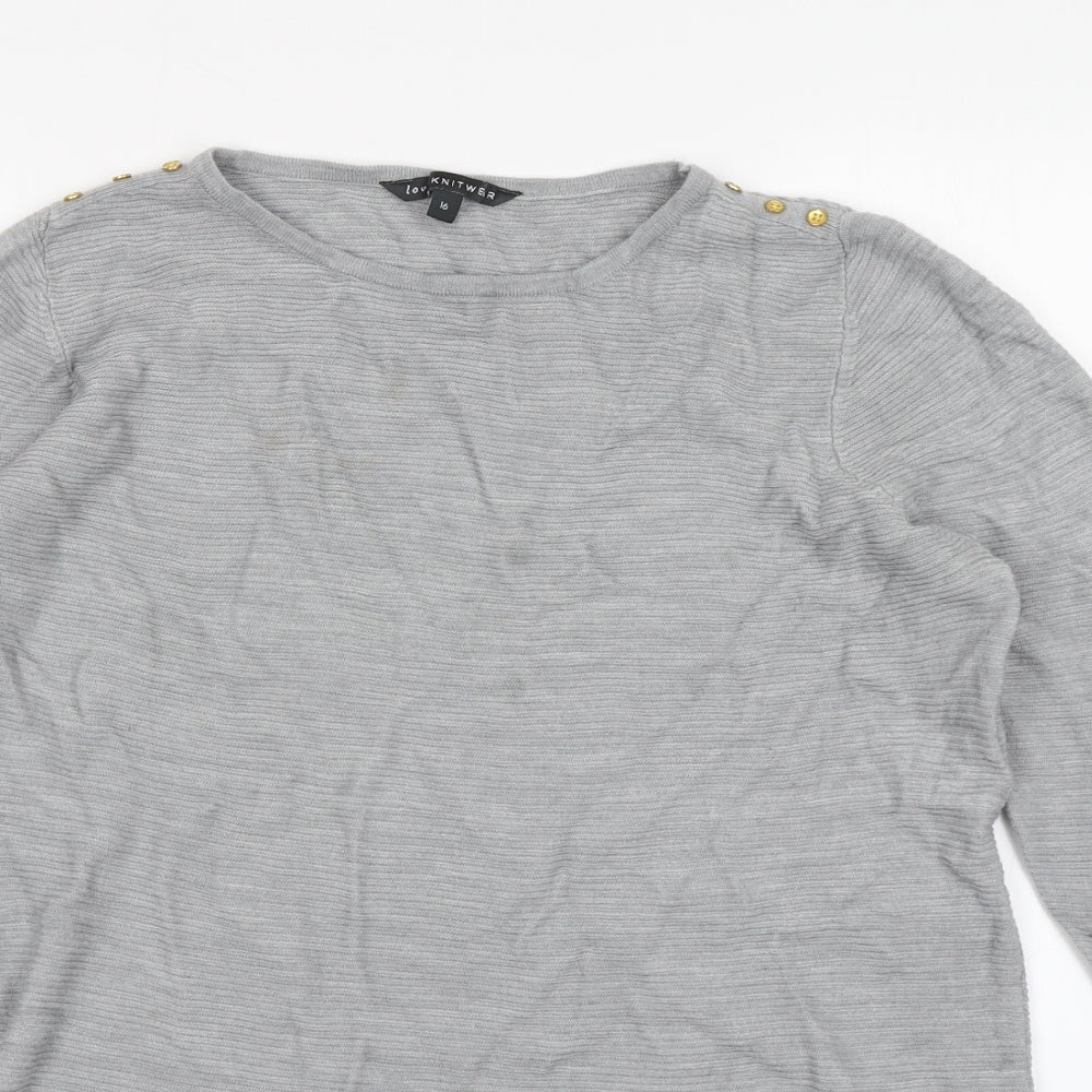 Womens UK Size 16 Bonmarché Grey Pullover Jumper