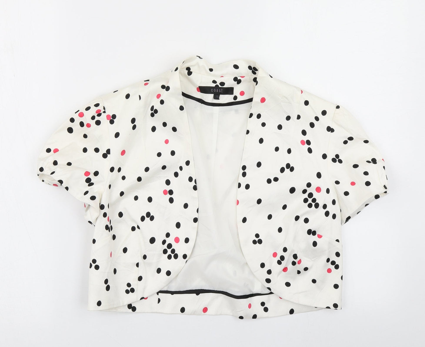 Coast Womens White Spotted  Jacket Blazer Size 12