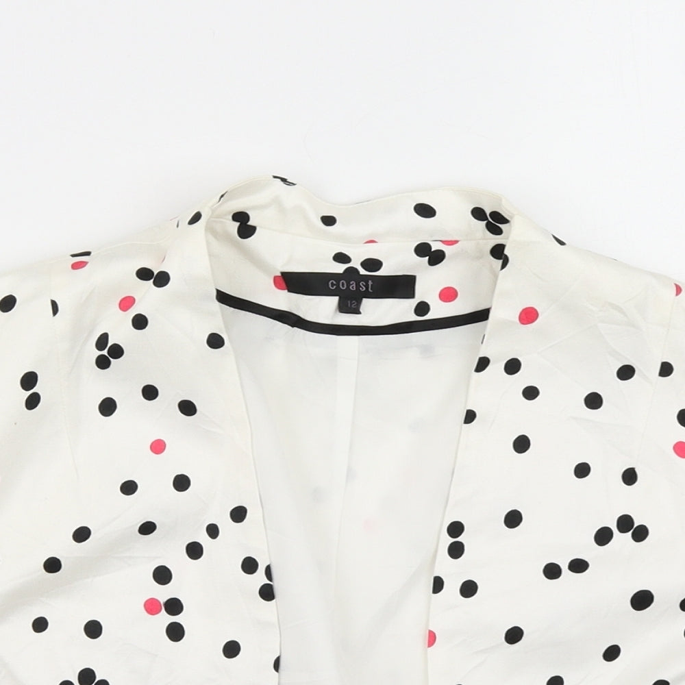 Coast Womens White Spotted  Jacket Blazer Size 12