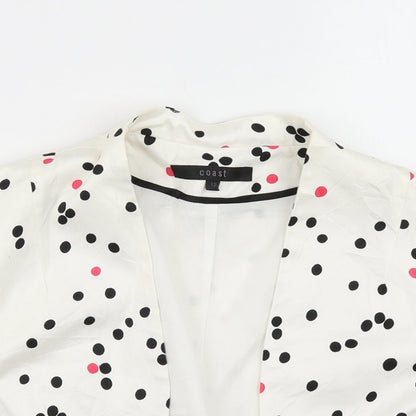 Coast Womens White Spotted  Jacket Blazer Size 12