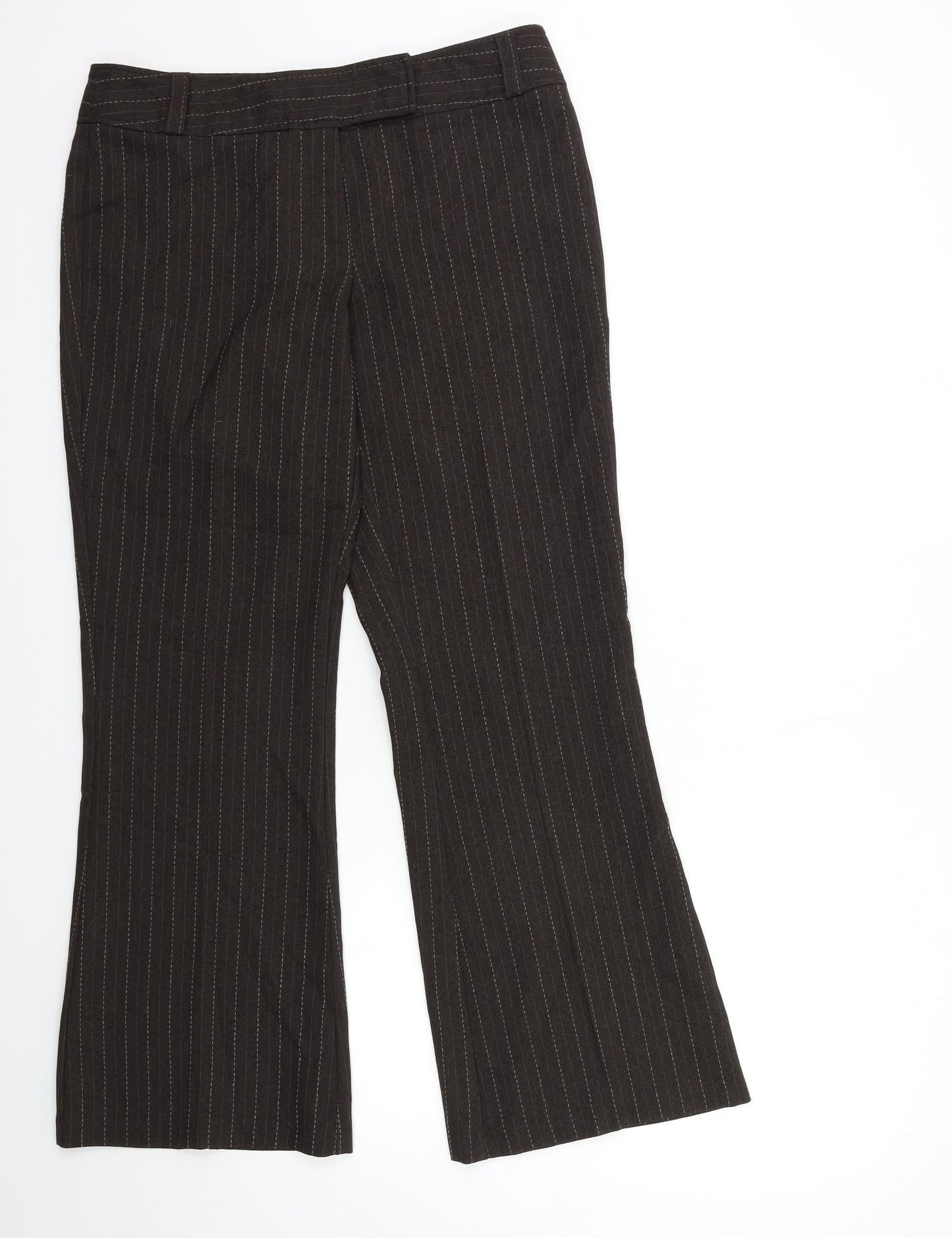 F&F Womens Brown Striped  Trousers  Size 12 L29 in