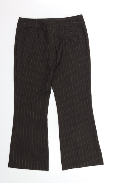 F&F Womens Brown Striped  Trousers  Size 12 L29 in