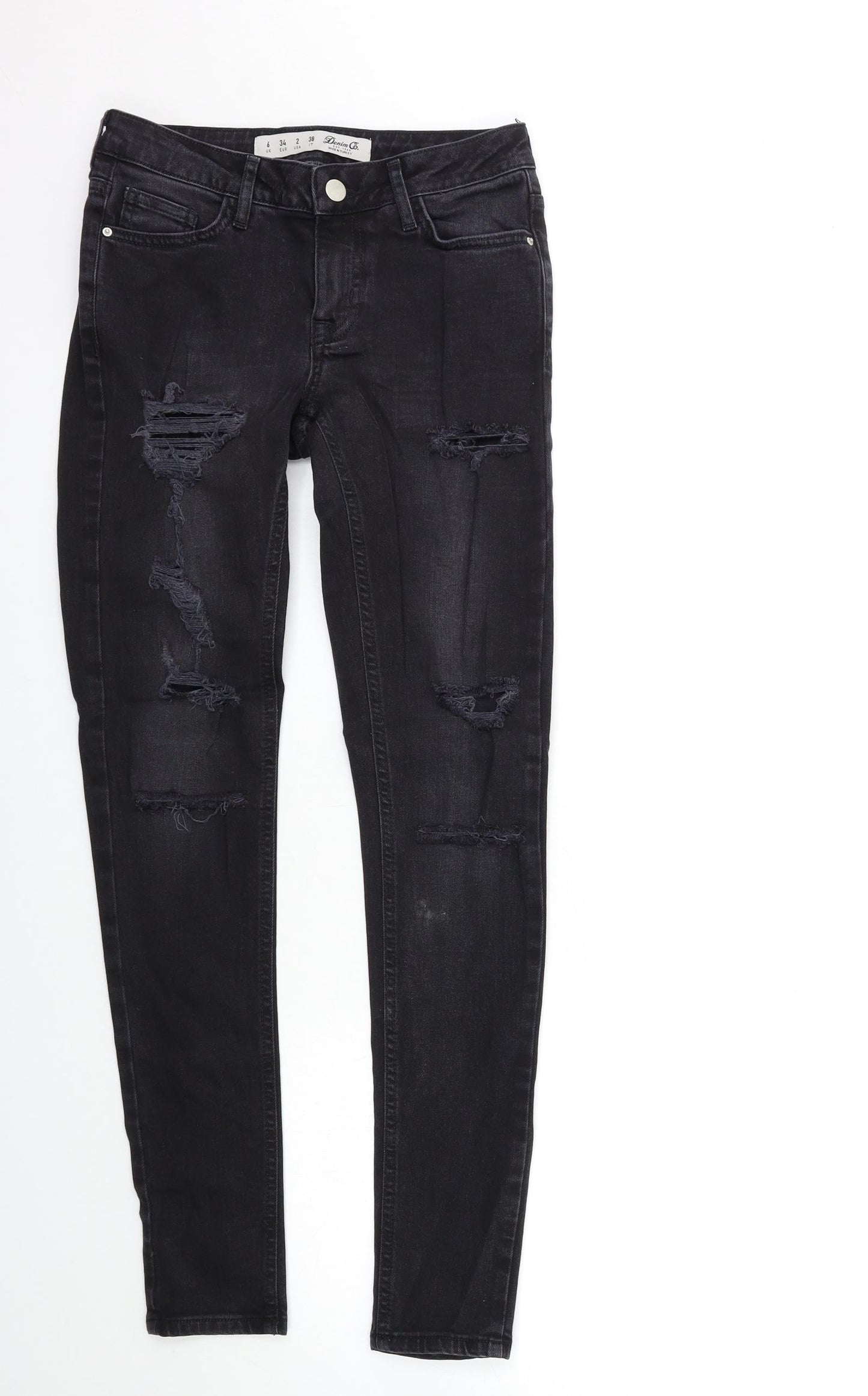 Denim & Co. Womens Black  Denim Skinny Jeans Size 6 L29 in