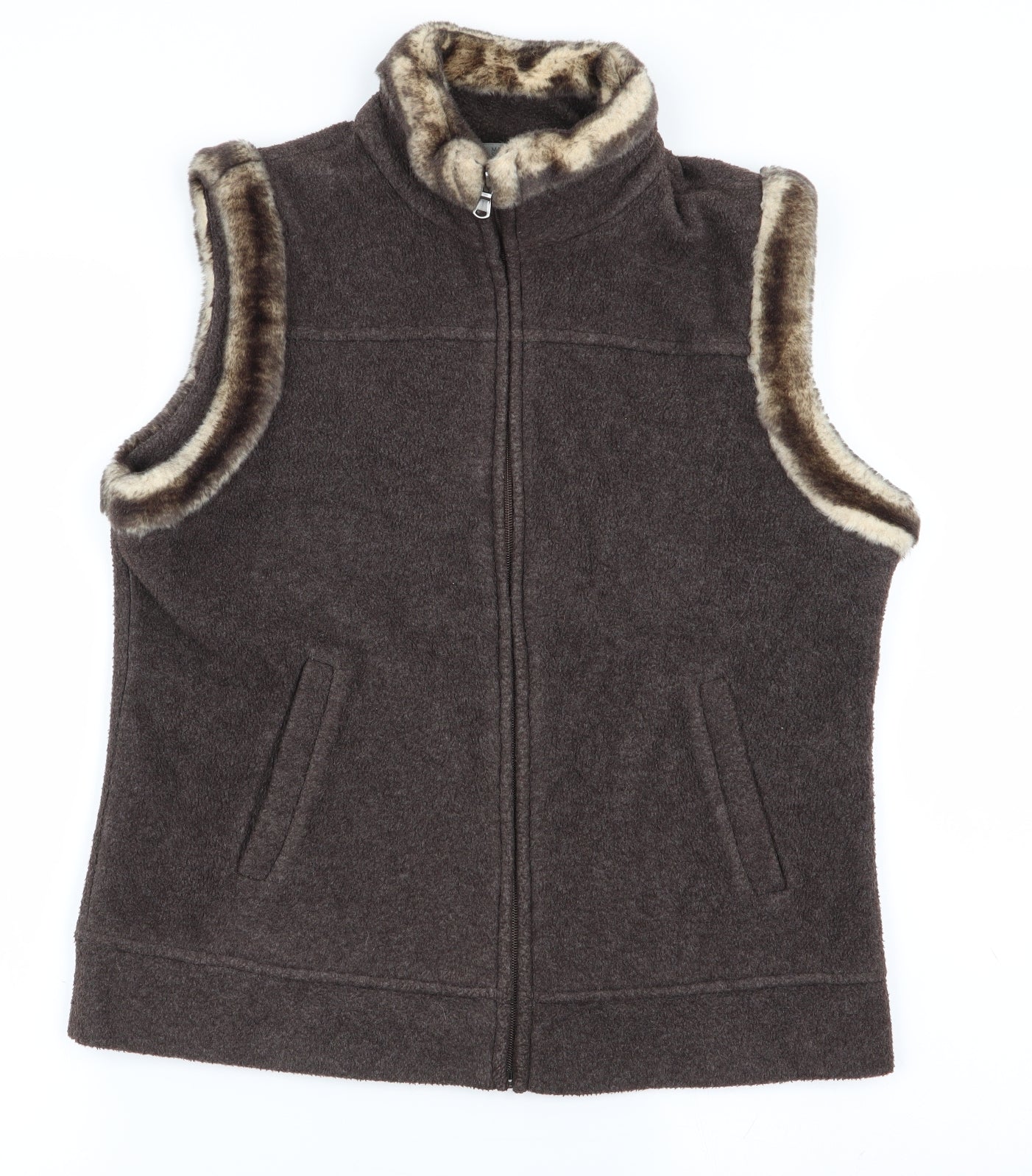 Womens UK Size 12 M&S Brown Full Zip Jumper