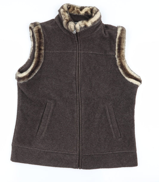 Womens UK Size 12 M&S Brown Full Zip Jumper