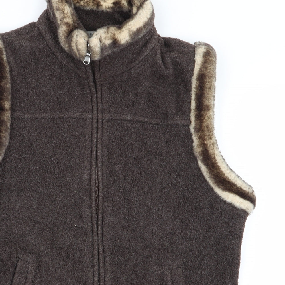 Womens UK Size 12 M&S Brown Full Zip Jumper