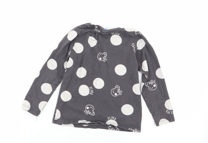 Asda George Girls Grey Polka Dot  Basic T-Shirt Size 2-3 Years  - peppa pig
