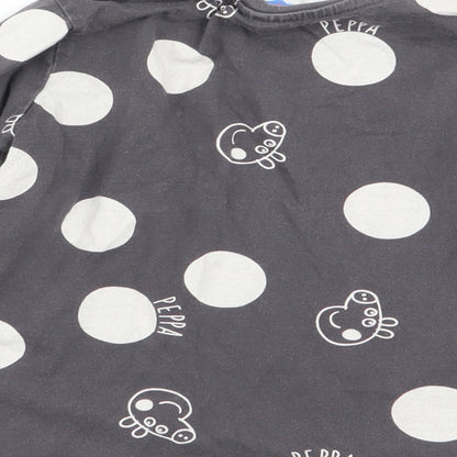 Asda George Girls Grey Polka Dot  Basic T-Shirt Size 2-3 Years  - peppa pig