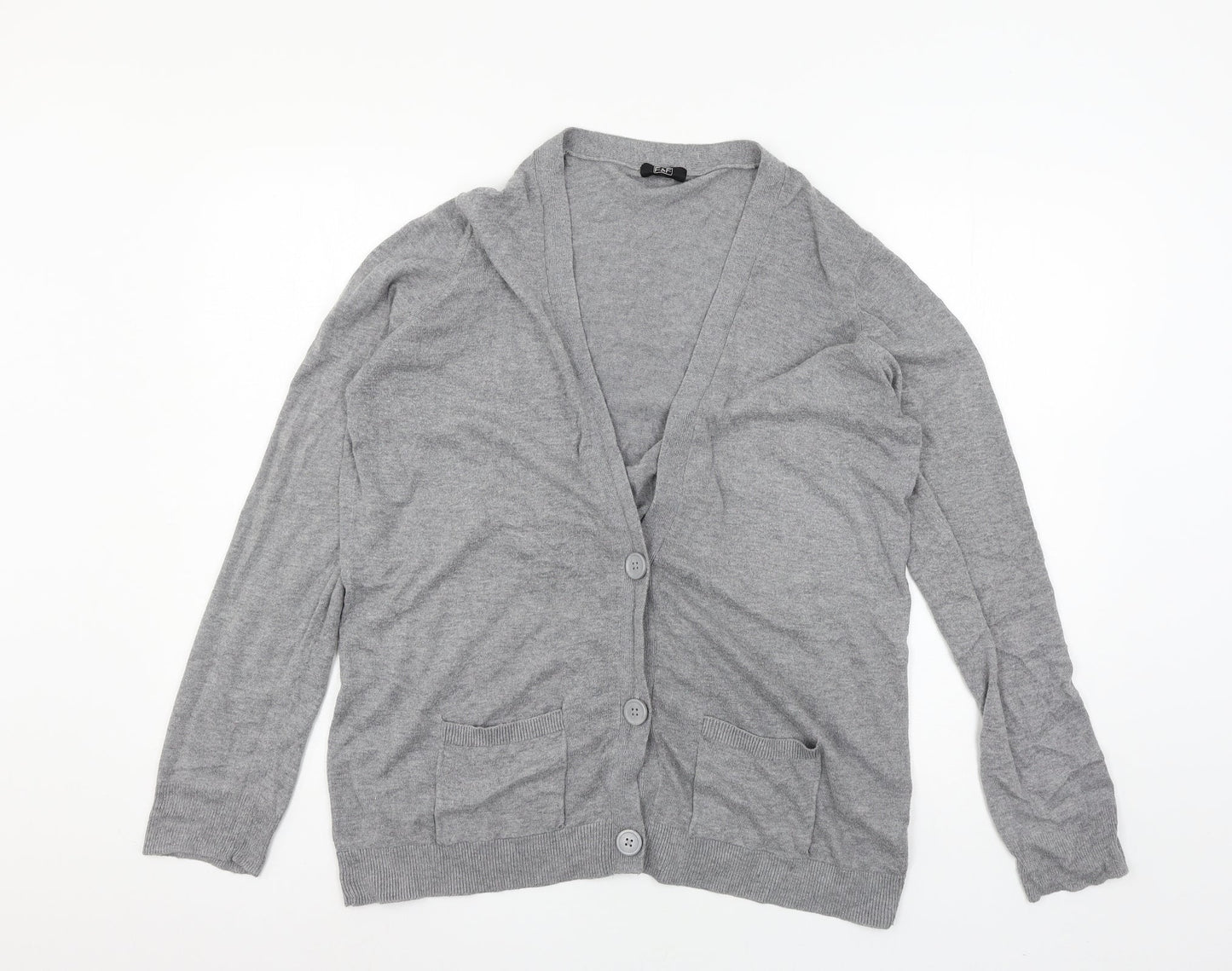 F&F Womens Grey  Knit Cardigan Jumper Size 16