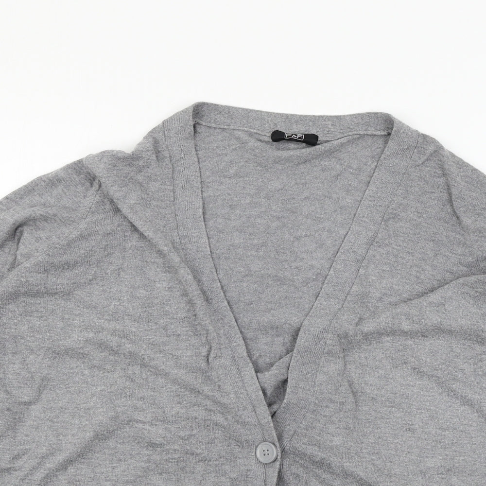 F&F Womens Grey  Knit Cardigan Jumper Size 16