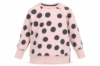 NEXT Girls Pink Polka Dot Jersey Pullover Sweatshirt Size 5 Years