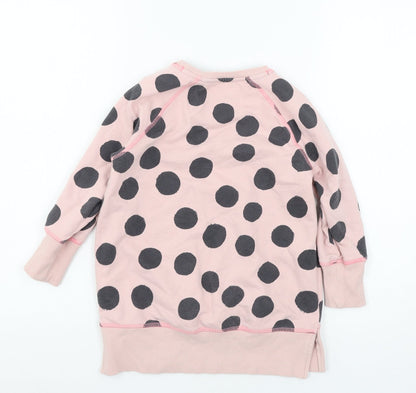 NEXT Girls Pink Polka Dot Jersey Pullover Sweatshirt Size 5 Years