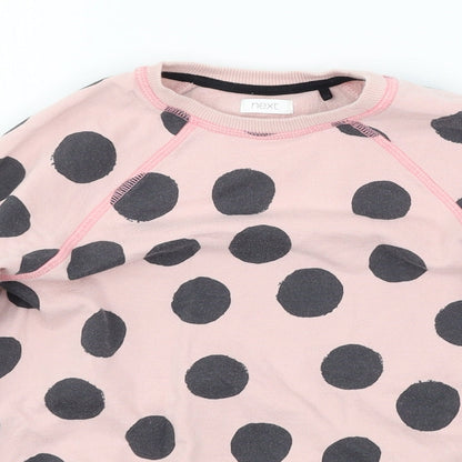 NEXT Girls Pink Polka Dot Jersey Pullover Sweatshirt Size 5 Years