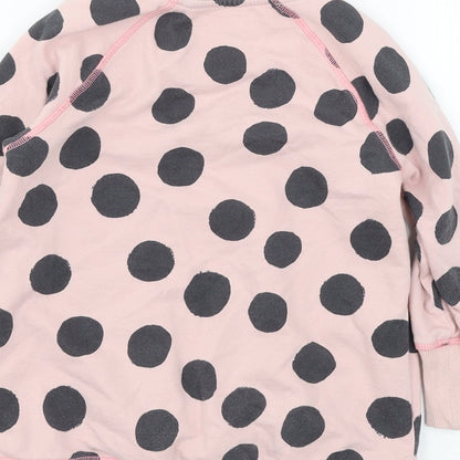 NEXT Girls Pink Polka Dot Jersey Pullover Sweatshirt Size 5 Years