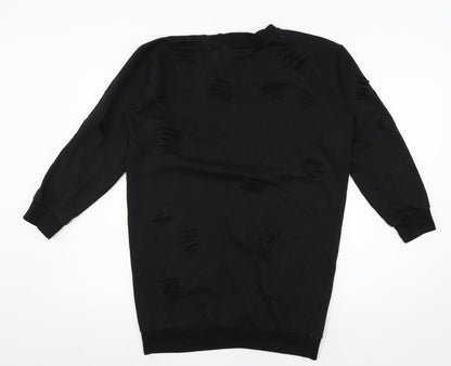 Parisian Womens Black  Jersey Pullover Sweatshirt Size 8  - Distressed
