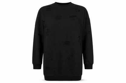 Parisian Womens Black  Jersey Pullover Sweatshirt Size 8  - Distressed