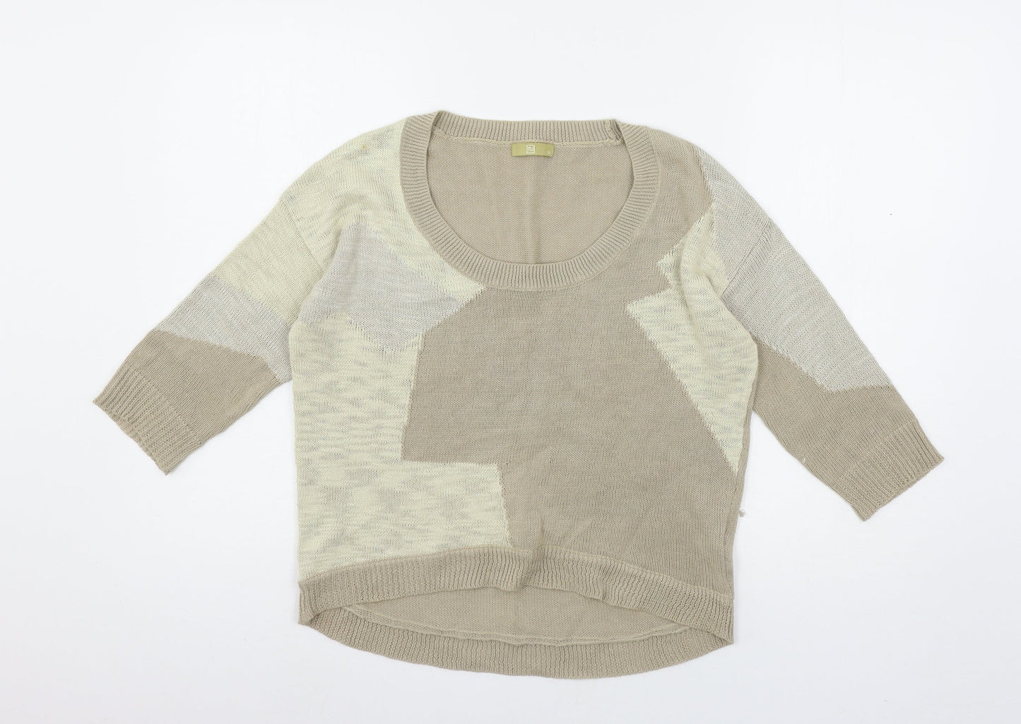 TU Womens Brown Geometric Knit Pullover Jumper Size 10