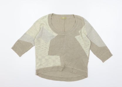 TU Womens Brown Geometric Knit Pullover Jumper Size 10
