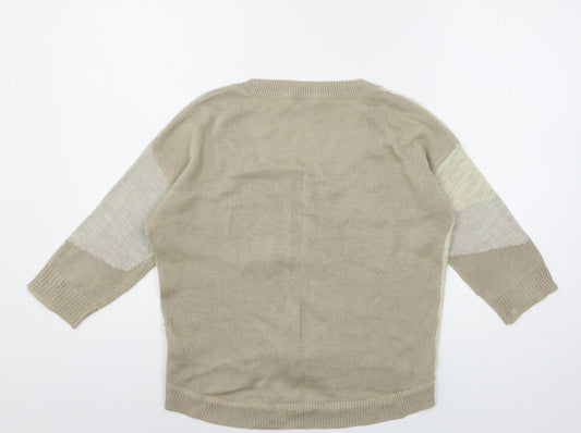 TU Womens Brown Geometric Knit Pullover Jumper Size 10