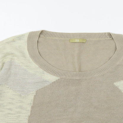 TU Womens Brown Geometric Knit Pullover Jumper Size 10