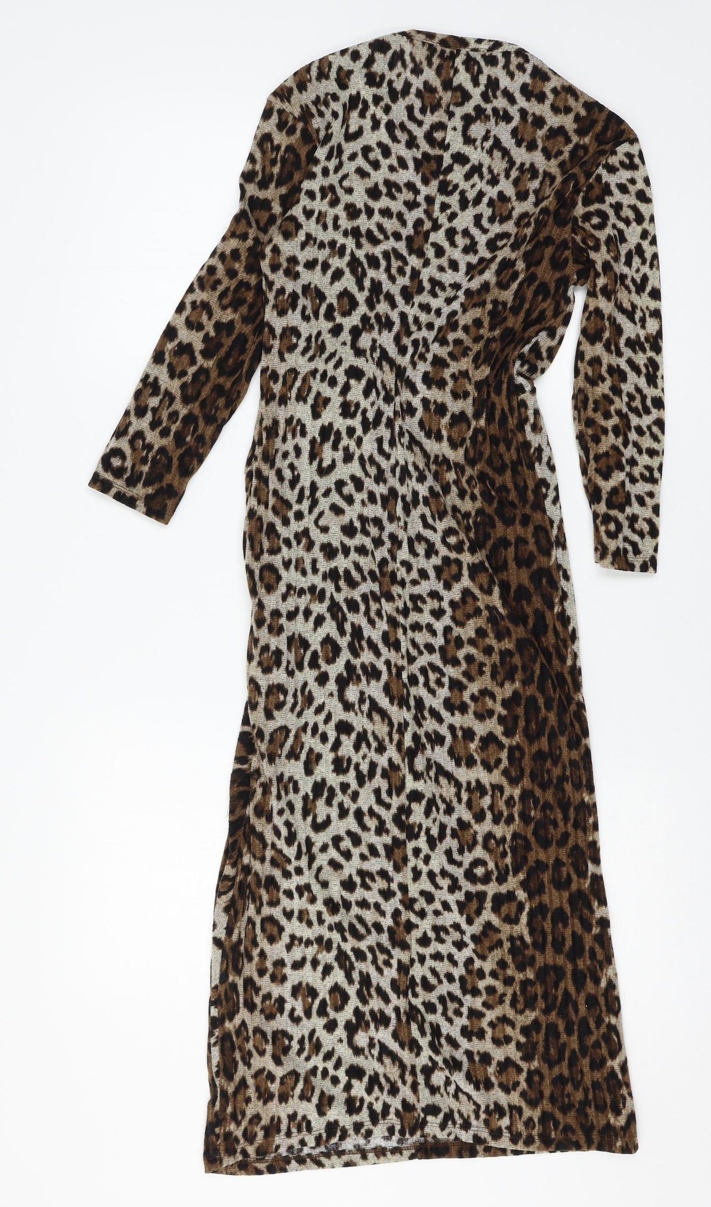 Bershka Womens Brown Animal Print Jersey Bodycon  Size XS